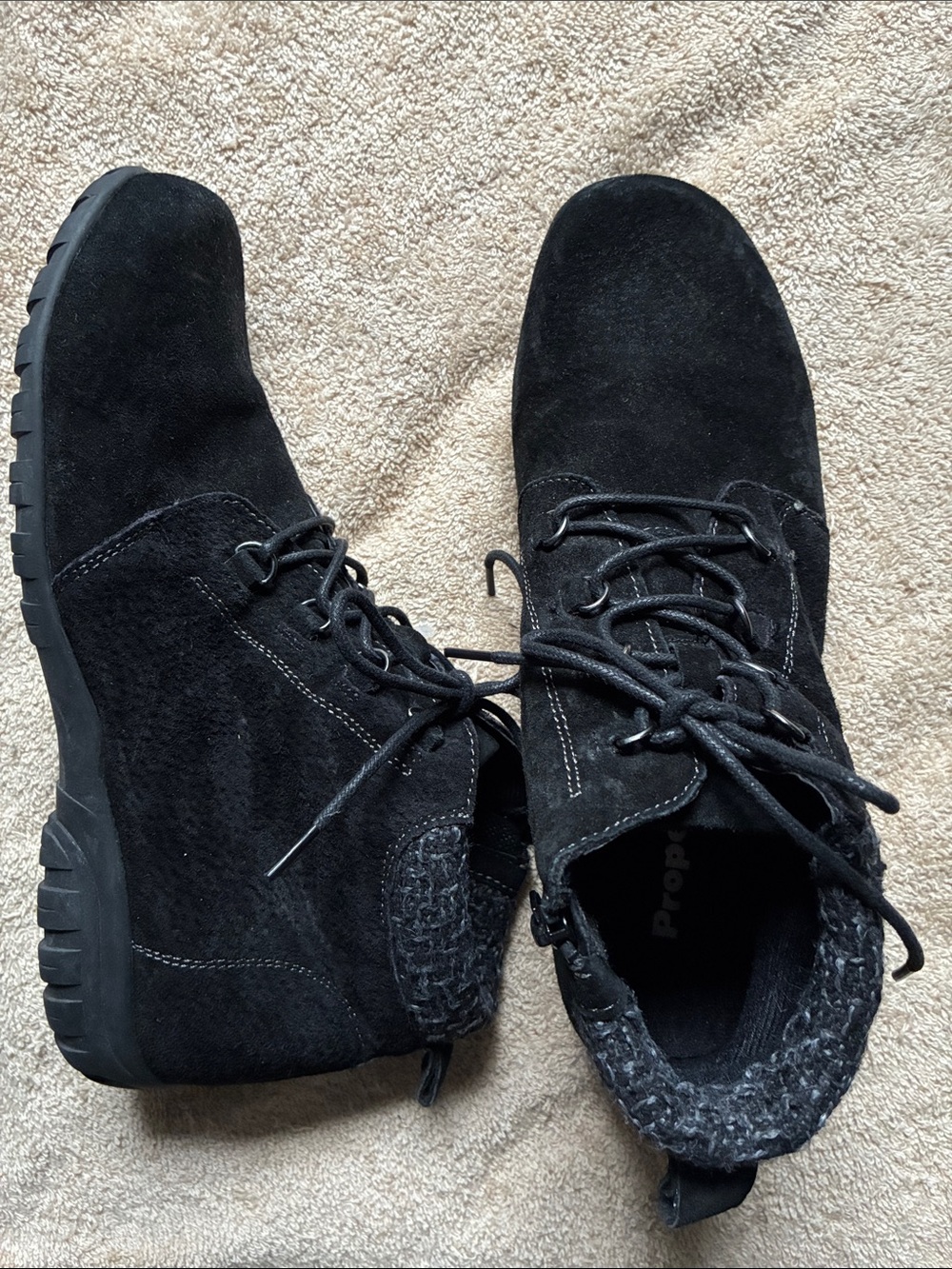 Propet 11 Black Suede Delaney Lace-Up Ankle Booties